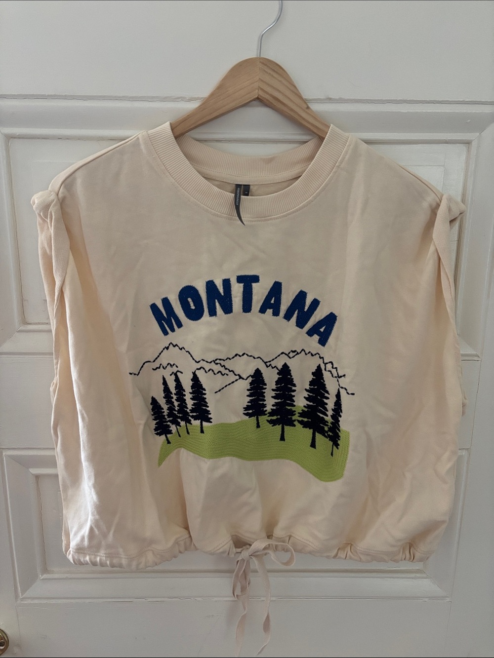 Anthropologie Ivory Graphic 'MONTANA' Crewneck Tee
